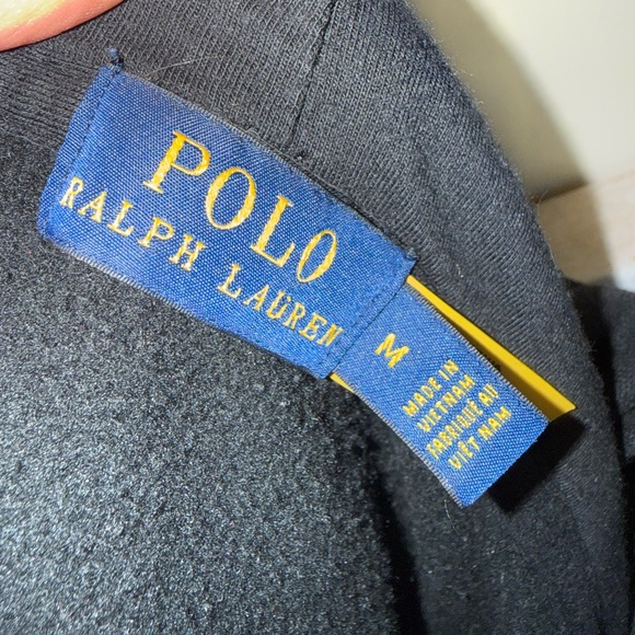 Ralph Lauren Black Hoodie Sweater with White raised Logo - Picture 6 of 10